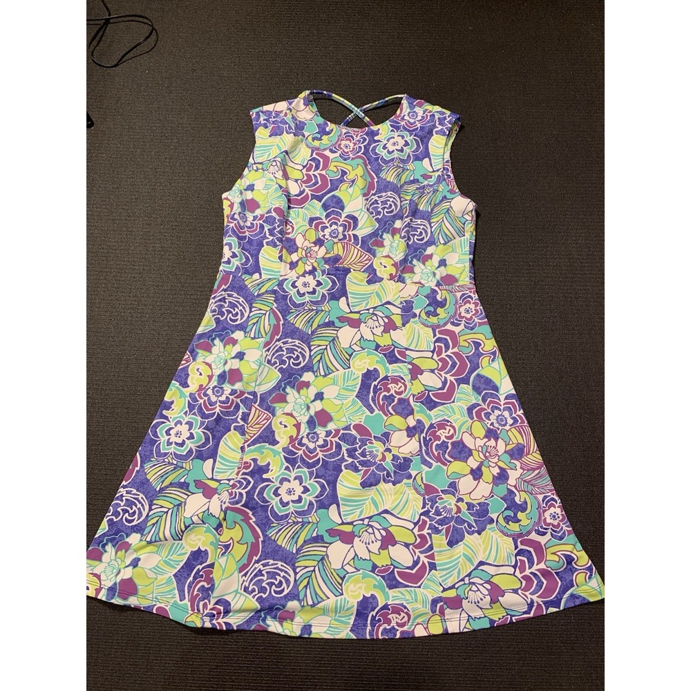TItle Nine Steadfast Fit Flare‎ Dress Size Large Floral Blue Purple